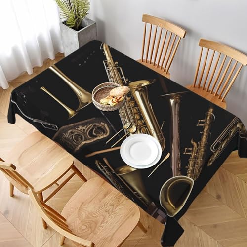 VVTDESA Bedruckte Tischdecke mit Musikinstrumenten, 152,4 x 228,6 cm, rechteckig, Stoff, waschbar, Dekoration, Tischdecke für Esstische, Party, Buffet, Camping VVTDESA Bedruckte Tischdecke mit Musikinstrumenten, 152,4 x 228,6 cm, rechteckig, Stoff, waschbar, Dekoration, Tischdecke für Esstische, Party, Buffet, Camping von VVTDESA