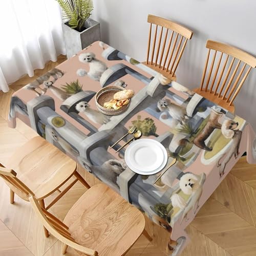 VVTDESA Bedruckte Tischdecke mit Pudelmotiven, rechteckig, Stoff, waschbar, Dekoration, Tischdecke für Esstische, Party, Buffet, Camping, 152,4 x 228,6 cm VVTDESA Bedruckte Tischdecke mit Pudelmotiven, rechteckig, Stoff, waschbar, Dekoration, Tischdecke für Esstische, Party, Buffet, Camping, 152,4 x 228,6 cm von VVTDESA