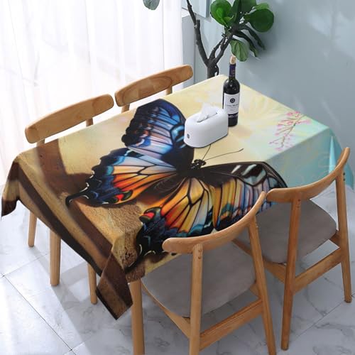 VVTDESA Bedruckte Tischdecke mit Schmetterlings-Design, 137 x 183 cm, rechteckig, waschbar, Dekoration, Tischdecke für Esstische, Party, Buffet, Camping VVTDESA Bedruckte Tischdecke mit Schmetterlings-Design, 137 x 183 cm, rechteckig, waschbar, Dekoration, Tischdecke für Esstische, Party, Buffet, Camping von VVTDESA