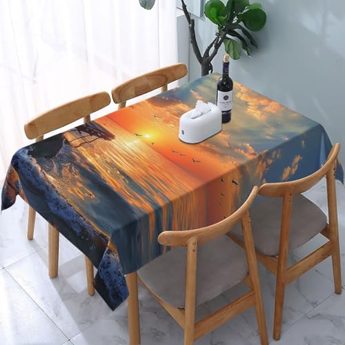 VVTDESA Bedruckte Tischdecke mit Sonnenuntergangslandschaft, 137 x 183 cm, rechteckig, waschbar, Dekoration, Tischdecke für Esstische, Party, Buffet, Camping VVTDESA Bedruckte Tischdecke mit Sonnenuntergangslandschaft, 137 x 183 cm, rechteckig, waschbar, Dekoration, Tischdecke für Esstische, Party, Buffet, Camping von VVTDESA