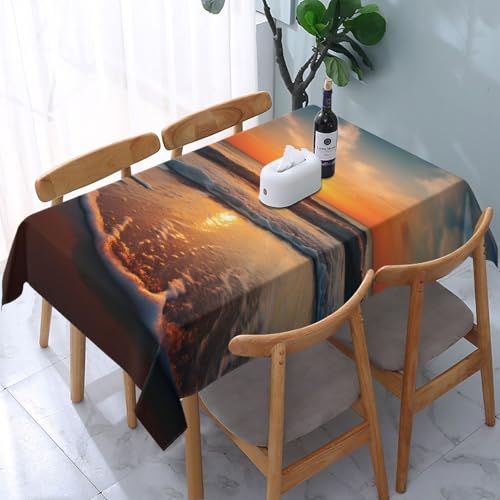 VVTDESA Bedruckte Tischdecke mit Strand-Sonnenuntergang, 137 x 183 cm, rechteckig, waschbar, Dekoration, Tischdecke für Esstische, Party, Buffet, Camping VVTDESA Bedruckte Tischdecke mit Strand-Sonnenuntergang, 137 x 183 cm, rechteckig, waschbar, Dekoration, Tischdecke für Esstische, Party, Buffet, Camping von VVTDESA