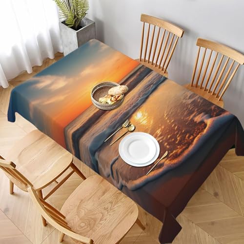 VVTDESA Bedruckte Tischdecke mit Strand-Sonnenuntergang, 152,4 x 228,6 cm, rechteckige Stoff-Tischdecke, waschbar, Dekoration, Tischdecke für Esstische, Party, Buffet, Camping VVTDESA Bedruckte Tischdecke mit Strand-Sonnenuntergang, 152,4 x 228,6 cm, rechteckige Stoff-Tischdecke, waschbar, Dekoration, Tischdecke für Esstische, Party, Buffet, Camping von VVTDESA