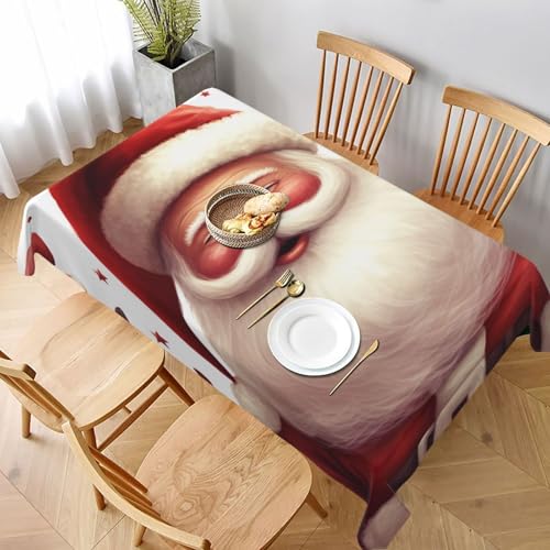 VVTDESA Bedruckte Tischdecke mit Weihnachtsmann-Motiv, 152,4 x 228,6 cm, rechteckig, Stoff, waschbar, Dekoration, Tischdecke für Esstische, Party, Buffet, Camping VVTDESA Bedruckte Tischdecke mit Weihnachtsmann-Motiv, 152,4 x 228,6 cm, rechteckig, Stoff, waschbar, Dekoration, Tischdecke für Esstische, Party, Buffet, Camping von VVTDESA