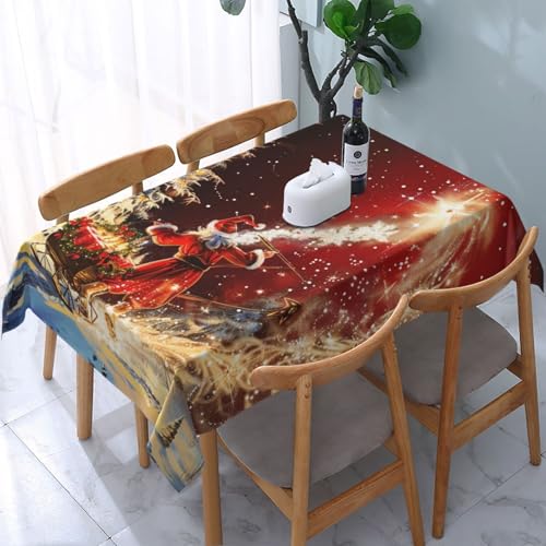 VVTDESA Bedruckte Tischdecke mit Weihnachtszauber, 137 x 183 cm, rechteckig, waschbar, Dekoration, Tischdecke für Esstische, Party, Buffet, Camping von VVTDESA
