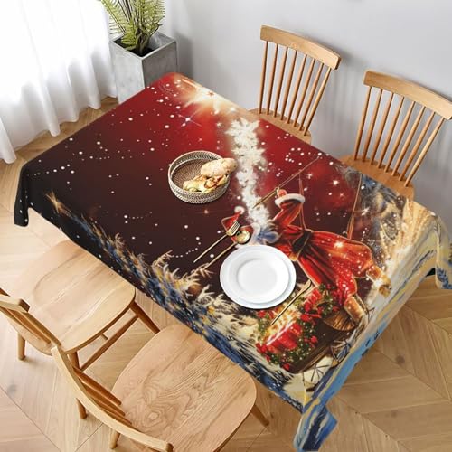 VVTDESA Bedruckte Tischdecke mit Weihnachtszauber, 152,4 x 228,6 cm, rechteckig, Stoff, waschbar, Dekoration, Tischdecke für Esstische, Party, Buffet, Camping VVTDESA Bedruckte Tischdecke mit Weihnachtszauber, 152,4 x 228,6 cm, rechteckig, Stoff, waschbar, Dekoration, Tischdecke für Esstische, Party, Buffet, Camping von VVTDESA
