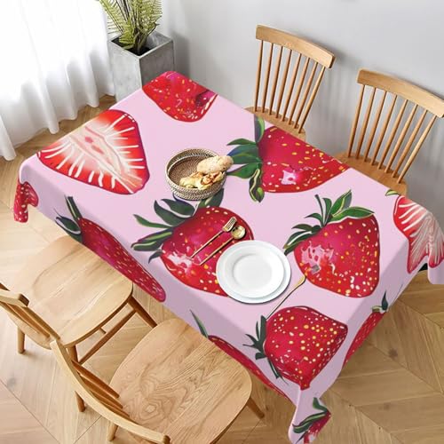 VVTDESA Bedruckte Tischdecke mit hellen Erdbeeren, 152,4 x 228,6 cm, waschbar, Dekoration, Tischdecke für Esstische, Party, Buffet, Camping VVTDESA Bedruckte Tischdecke mit hellen Erdbeeren, 152,4 x 228,6 cm, waschbar, Dekoration, Tischdecke für Esstische, Party, Buffet, Camping von VVTDESA