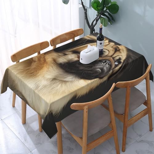 VVTDESA Bedruckte Tischdecke mit niedlichem Mops, 137 x 183 cm, rechteckig, waschbar, Dekoration, Tischdecke für Esstische, Party, Buffet, Camping VVTDESA Bedruckte Tischdecke mit niedlichem Mops, 137 x 183 cm, rechteckig, waschbar, Dekoration, Tischdecke für Esstische, Party, Buffet, Camping von VVTDESA
