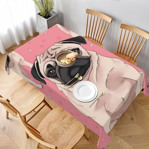VVTDESA Bedruckte Tischdecke mit niedlichem Mops-Motiv, 152,4 x 228,6 cm, rechteckige Stoff-Tischdecke, waschbar, Dekoration, Tischdecke für Esstische, Party, Buffet, Camping VVTDESA Bedruckte Tischdecke mit niedlichem Mops-Motiv, 152,4 x 228,6 cm, rechteckige Stoff-Tischdecke, waschbar, Dekoration, Tischdecke für Esstische, Party, Buffet, Camping von VVTDESA