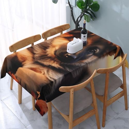 VVTDESA Bedruckte Tischdecke mit süßem Deutscher Schäferhund, 137 x 183 cm, rechteckige Stoff-Tischdecke, waschbar, Dekoration, Tischdecke für Esstische, Party, Buffet, Camping VVTDESA Bedruckte Tischdecke mit süßem Deutscher Schäferhund, 137 x 183 cm, rechteckige Stoff-Tischdecke, waschbar, Dekoration, Tischdecke für Esstische, Party, Buffet, Camping von VVTDESA
