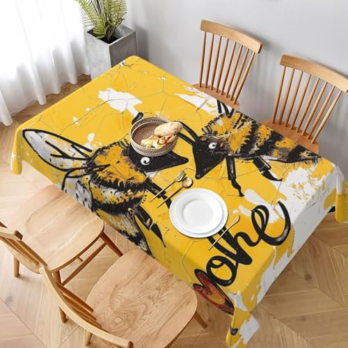 VVTDESA Bee Love Honey bedruckte Tischdecke, rechteckig, Stoff, waschbar, Dekoration, Tischdecke für Esstische, Party, Buffet, Camping, 152,4 x 228,6 cm VVTDESA Bee Love Honey bedruckte Tischdecke, rechteckig, Stoff, waschbar, Dekoration, Tischdecke für Esstische, Party, Buffet, Camping, 152,4 x 228,6 cm von VVTDESA