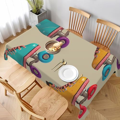 VVTDESA Bunte Retro-Tischdecke mit Rollschuhen, bedruckt, 152,4 x 228,6 cm, rechteckig, Stoff, waschbar, Dekoration, Tischdecke für Esstische, Party, Buffet, Camping VVTDESA Bunte Retro-Tischdecke mit Rollschuhen, bedruckt, 152,4 x 228,6 cm, rechteckig, Stoff, waschbar, Dekoration, Tischdecke für Esstische, Party, Buffet, Camping von VVTDESA