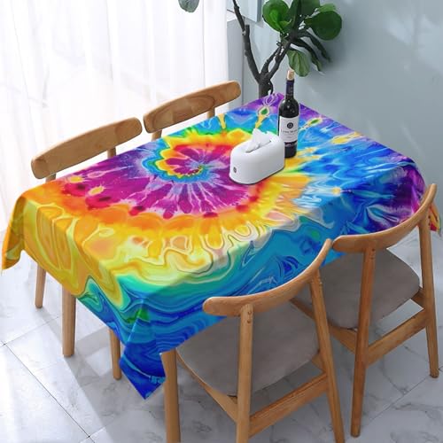 VVTDESA Bunte Tischdecke mit Batikdruck, 137 x 183 cm, rechteckig, waschbar, Dekoration, Tischdecke für Esstische, Party, Buffet, Camping VVTDESA Bunte Tischdecke mit Batikdruck, 137 x 183 cm, rechteckig, waschbar, Dekoration, Tischdecke für Esstische, Party, Buffet, Camping von VVTDESA