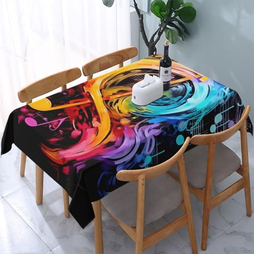 VVTDESA Bunte Tischdecke mit Musiknoten, bedruckt, 137,2 x 183,9 cm, rechteckig, Stoff, waschbar, Dekoration, Tischdecke für Esstische, Party, Buffet, Camping VVTDESA Bunte Tischdecke mit Musiknoten, bedruckt, 137,2 x 183,9 cm, rechteckig, Stoff, waschbar, Dekoration, Tischdecke für Esstische, Party, Buffet, Camping von VVTDESA