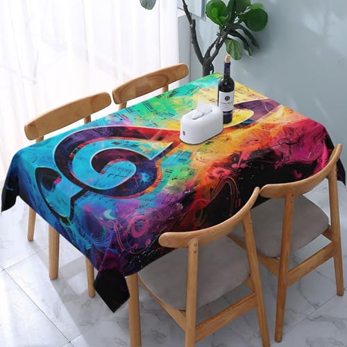 VVTDESA Bunte Tischdecke mit Musiknoten, bedruckt, 137,2 x 183,9 cm, rechteckig, Stoff, waschbar, Dekoration, Tischdecke für Esstische, Party, Buffet, Camping VVTDESA Bunte Tischdecke mit Musiknoten, bedruckt, 137,2 x 183,9 cm, rechteckig, Stoff, waschbar, Dekoration, Tischdecke für Esstische, Party, Buffet, Camping von VVTDESA