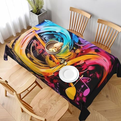 VVTDESA Bunte Tischdecke mit Musiknoten, bedruckt, 152,4 x 228,6 cm, rechteckig, Stoff, Tischdecke, waschbar, Dekoration, Tischdecke für Esstische, Party, Buffet, Camping VVTDESA Bunte Tischdecke mit Musiknoten, bedruckt, 152,4 x 228,6 cm, rechteckig, Stoff, Tischdecke, waschbar, Dekoration, Tischdecke für Esstische, Party, Buffet, Camping von VVTDESA
