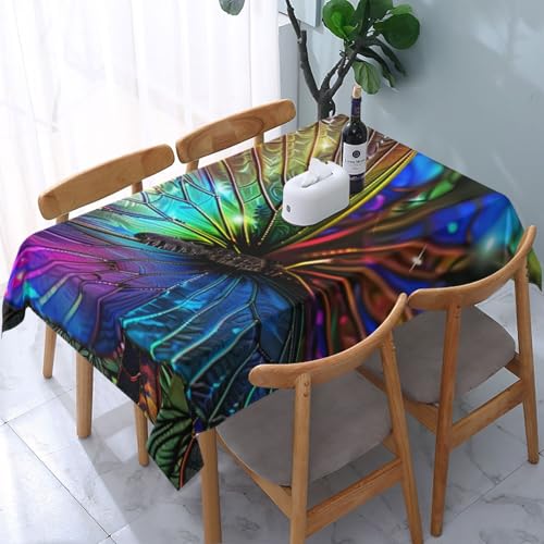 VVTDESA Bunte Tischdecke mit Regenbogen-Schmetterling-Motiv, 137 x 183 cm, rechteckig, waschbar, Dekoration, Tischdecke für Esstische, Party, Buffet, Camping VVTDESA Bunte Tischdecke mit Regenbogen-Schmetterling-Motiv, 137 x 183 cm, rechteckig, waschbar, Dekoration, Tischdecke für Esstische, Party, Buffet, Camping von VVTDESA