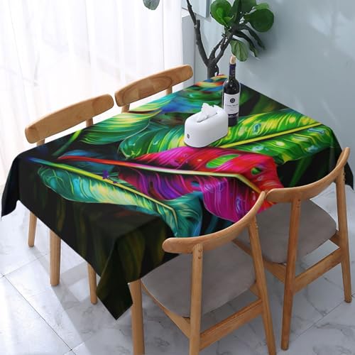 VVTDESA Bunte Tischdecke mit tropischen Blättern, 137 x 183 cm, rechteckig, waschbar, Dekoration, Tischdecke für Esstische, Party, Buffet, Camping VVTDESA Bunte Tischdecke mit tropischen Blättern, 137 x 183 cm, rechteckig, waschbar, Dekoration, Tischdecke für Esstische, Party, Buffet, Camping von VVTDESA