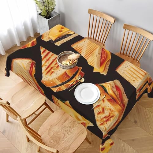 VVTDESA Cheese Sandwiches bedruckte Tischdecke, 152,4 x 228,6 cm, rechteckig, Stoff, waschbar, Dekoration, Tischdecke für Esstische, Party, Buffet, Camping VVTDESA Cheese Sandwiches bedruckte Tischdecke, 152,4 x 228,6 cm, rechteckig, Stoff, waschbar, Dekoration, Tischdecke für Esstische, Party, Buffet, Camping von VVTDESA