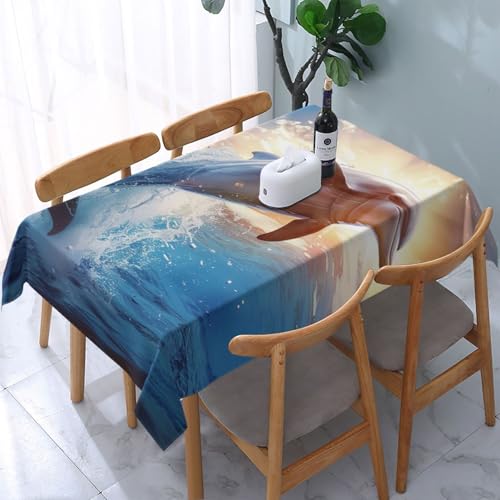 VVTDESA Lustige Tischdecke mit Delfin-Druck, rechteckig, Stoff, waschbar, Dekoration, Tischdecke für Esstische, Party, Buffet, Camping, 137 x 183 cm VVTDESA Lustige Tischdecke mit Delfin-Druck, rechteckig, Stoff, waschbar, Dekoration, Tischdecke für Esstische, Party, Buffet, Camping, 137 x 183 cm von VVTDESA