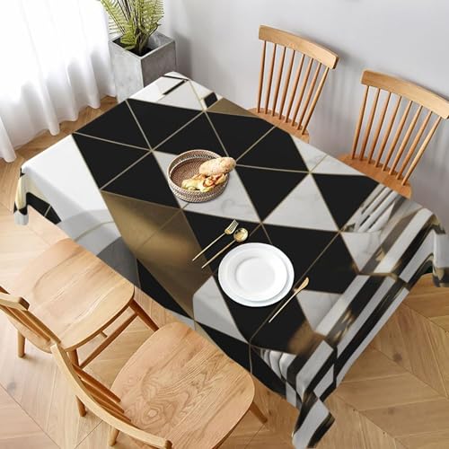 VVTDESA Modische Tischdecke, modern, schwarz-weiß-goldfarben, Dreiecke, bedruckt, 152,4 x 228,6 cm, rechteckig, waschbar, Dekoration, Tischdecke für Esstische, Party, Buffet, Camping VVTDESA Modische Tischdecke, modern, schwarz-weiß-goldfarben, Dreiecke, bedruckt, 152,4 x 228,6 cm, rechteckig, waschbar, Dekoration, Tischdecke für Esstische, Party, Buffet, Camping von VVTDESA