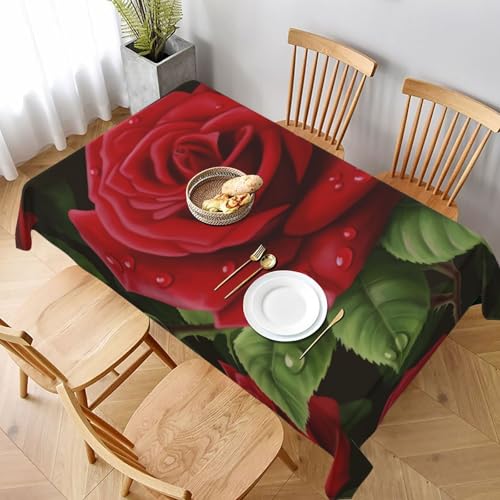 VVTDESA Rote Rose 2 bedruckte Tischdecke, 152,4 x 228,6 cm, rechteckige Stoff-Tischdecke, waschbar, Dekoration, Tischdecke für Esstische, Party, Buffet, Camping VVTDESA Rote Rose 2 bedruckte Tischdecke, 152,4 x 228,6 cm, rechteckige Stoff-Tischdecke, waschbar, Dekoration, Tischdecke für Esstische, Party, Buffet, Camping von VVTDESA