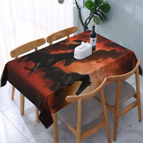 VVTDESA Schwarze Pferde rot leuchtende Wolken bedruckte Tischdecke, 137,2 x 183,9 cm, rechteckige Stoff-Tischdecke, waschbar, Dekoration, Tischdecke für Esstische, Party, Buffet, Camping VVTDESA Schwarze Pferde rot leuchtende Wolken bedruckte Tischdecke, 137,2 x 183,9 cm, rechteckige Stoff-Tischdecke, waschbar, Dekoration, Tischdecke für Esstische, Party, Buffet, Camping von VVTDESA