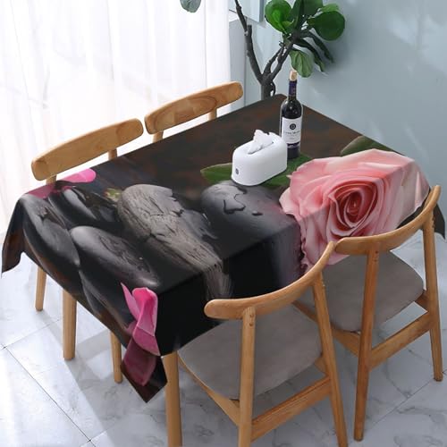 VVTDESA Spa Tischdecke mit Stein- und Rosenblumen, bedruckt, rechteckig, Stoff, waschbar, Dekoration, Tischdecke für Esstische, Party, Buffet, Camping, 137 x 183 cm VVTDESA Spa Tischdecke mit Stein- und Rosenblumen, bedruckt, rechteckig, Stoff, waschbar, Dekoration, Tischdecke für Esstische, Party, Buffet, Camping, 137 x 183 cm von VVTDESA
