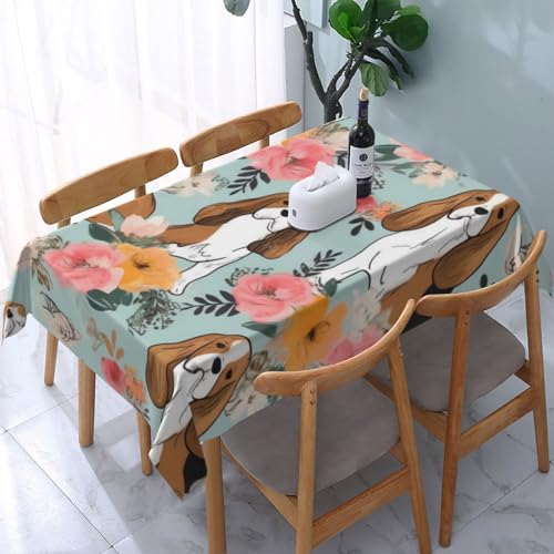VVTDESA Sweet Basset Hound Florals bedruckte Tischdecke, rechteckig, Stoff, waschbar, Dekoration, Tischdecke für Esstisch, Party, Buffet, Camping, 137 x 183 cm VVTDESA Sweet Basset Hound Florals bedruckte Tischdecke, rechteckig, Stoff, waschbar, Dekoration, Tischdecke für Esstisch, Party, Buffet, Camping, 137 x 183 cm von VVTDESA