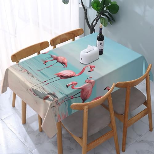 VVTDESA Tischdecke, Motiv: Flamingos am Strand, bedruckt, rechteckig, waschbar, Dekoration, Tischdecke für Esstisch, Party, Buffet, Camping, 137 x 183 cm VVTDESA Tischdecke, Motiv: Flamingos am Strand, bedruckt, rechteckig, waschbar, Dekoration, Tischdecke für Esstisch, Party, Buffet, Camping, 137 x 183 cm von VVTDESA