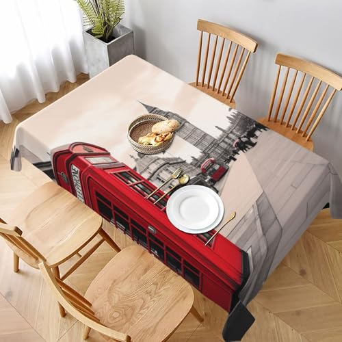 VVTDESA Tischdecke, Motiv: Londoner Straße, bedruckt, rechteckig, waschbar, für Esstische, Party, Buffet, Camping, 152,4 x 228,6 cm, Rot VVTDESA Tischdecke, Motiv: Londoner Straße, bedruckt, rechteckig, waschbar, für Esstische, Party, Buffet, Camping, 152,4 x 228,6 cm, Rot von VVTDESA