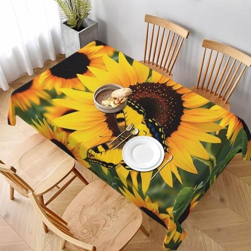 VVTDESA Tischdecke, Motiv: Schmetterling, blühende Sonnenblumen, Pflanzen, Blumen, bedruckt, 152,4 x 228,6 cm, rechteckig, waschbar, Dekoration, Tischdecke für Esstische, Party, Buffet, Camping VVTDESA Tischdecke, Motiv: Schmetterling, blühende Sonnenblumen, Pflanzen, Blumen, bedruckt, 152,4 x 228,6 cm, rechteckig, waschbar, Dekoration, Tischdecke für Esstische, Party, Buffet, Camping von VVTDESA