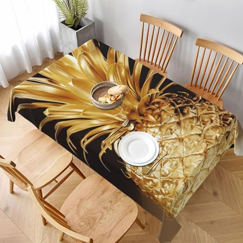 VVTDESA Tischdecke, bedruckt, Motiv: Goldfarbene Ananas, 152,4 x 228,6 cm, rechteckig, waschbar, Dekoration, Tischdecke für Esstische, Party, Buffet, Camping VVTDESA Tischdecke, bedruckt, Motiv: Goldfarbene Ananas, 152,4 x 228,6 cm, rechteckig, waschbar, Dekoration, Tischdecke für Esstische, Party, Buffet, Camping von VVTDESA