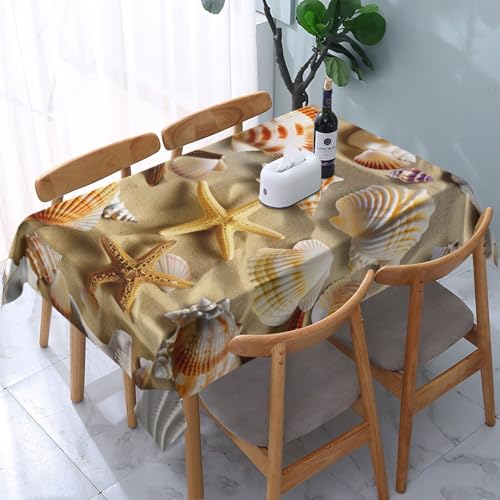 VVTDESA Tischdecke, bedruckt, Motiv: Muschel, Sandstrand, 137 x 183 cm, rechteckig, waschbar, Dekoration, Tischdecke für Esstische, Party, Buffet, Camping VVTDESA Tischdecke, bedruckt, Motiv: Muschel, Sandstrand, 137 x 183 cm, rechteckig, waschbar, Dekoration, Tischdecke für Esstische, Party, Buffet, Camping von VVTDESA