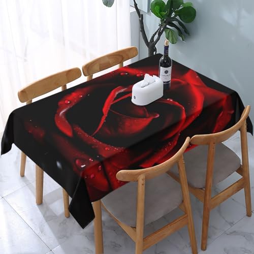 VVTDESA Tischdecke, bedruckt, Motiv: Rote Rose, 137 x 183 cm, rechteckig, waschbar, Dekoration, Tischdecke für Esstische, Party, Buffet, Camping VVTDESA Tischdecke, bedruckt, Motiv: Rote Rose, 137 x 183 cm, rechteckig, waschbar, Dekoration, Tischdecke für Esstische, Party, Buffet, Camping von VVTDESA