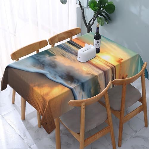 VVTDESA Tischdecke, bedruckt, Motiv: Strand, Sonnenuntergang, Meer, 137 x 183 cm, rechteckig, waschbar, Dekoration, Tischdecke für Esstische, Party, Buffet, Camping VVTDESA Tischdecke, bedruckt, Motiv: Strand, Sonnenuntergang, Meer, 137 x 183 cm, rechteckig, waschbar, Dekoration, Tischdecke für Esstische, Party, Buffet, Camping von VVTDESA