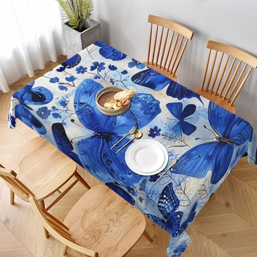 VVTDESA Tischdecke, bedruckt, Motiv: blaue Schmetterlinge, 152,4 x 228,6 cm, rechteckig, waschbar, Dekoration, Tischdecke für Esstische, Party, Buffet, Camping VVTDESA Tischdecke, bedruckt, Motiv: blaue Schmetterlinge, 152,4 x 228,6 cm, rechteckig, waschbar, Dekoration, Tischdecke für Esstische, Party, Buffet, Camping von VVTDESA
