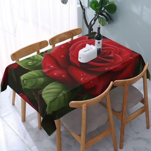 VVTDESA Tischdecke, bedruckt, Motiv: rote Rose, 137 x 183 cm, rechteckig, waschbar, Dekoration, Tischdecke für Esstisch, Party, Buffet, Camping VVTDESA Tischdecke, bedruckt, Motiv: rote Rose, 137 x 183 cm, rechteckig, waschbar, Dekoration, Tischdecke für Esstisch, Party, Buffet, Camping von VVTDESA