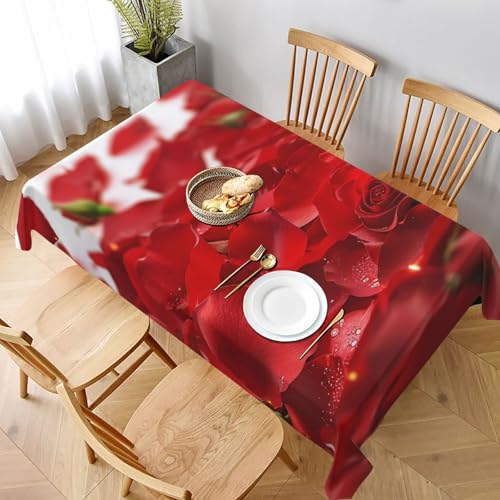 VVTDESA Tischdecke, bedruckt, Motiv: rote Rosenblätter, 152,4 x 228,6 cm, rechteckig, waschbar, Dekoration, Tischdecke für Esstische, Party, Buffet, Camping VVTDESA Tischdecke, bedruckt, Motiv: rote Rosenblätter, 152,4 x 228,6 cm, rechteckig, waschbar, Dekoration, Tischdecke für Esstische, Party, Buffet, Camping von VVTDESA