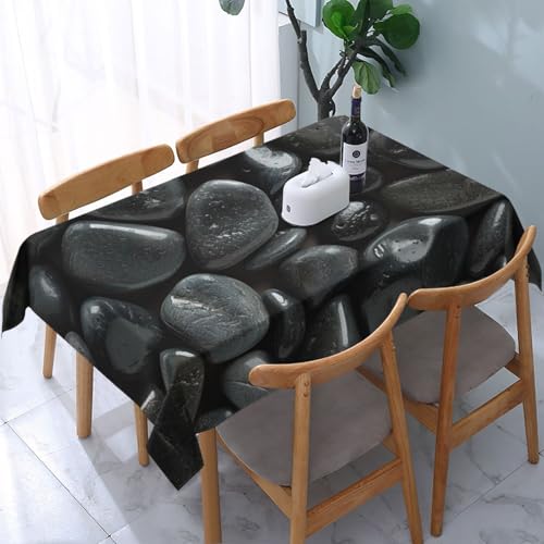 VVTDESA Tischdecke, bedruckt, Motiv: viele schwarze Kieselsteine, 137 x 183 cm, rechteckig, waschbar, Dekoration, Tischdecke für Esstische, Party, Buffet, Camping VVTDESA Tischdecke, bedruckt, Motiv: viele schwarze Kieselsteine, 137 x 183 cm, rechteckig, waschbar, Dekoration, Tischdecke für Esstische, Party, Buffet, Camping von VVTDESA