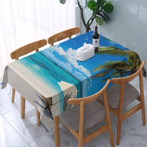 VVTDESA Tischdecke, bedruckt, Motiv: weißer Strand, tropisches Meer, 137 x 183 cm, rechteckig, waschbar, Dekoration, Tischdecke für Esstische, Party, Buffet, Camping VVTDESA Tischdecke, bedruckt, Motiv: weißer Strand, tropisches Meer, 137 x 183 cm, rechteckig, waschbar, Dekoration, Tischdecke für Esstische, Party, Buffet, Camping von VVTDESA