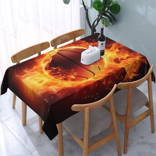 VVTDESA Tischdecke mit Basketball auf Feuer, Flamme, bedruckt, 137 x 183 cm, rechteckig, waschbar, Dekoration, Tischdecke für Esstische, Party, Buffet, Camping VVTDESA Tischdecke mit Basketball auf Feuer, Flamme, bedruckt, 137 x 183 cm, rechteckig, waschbar, Dekoration, Tischdecke für Esstische, Party, Buffet, Camping von VVTDESA