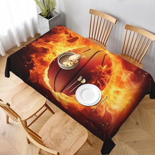 VVTDESA Tischdecke mit Basketball auf Feuer, Flamme, bedruckt, 152,4 x 228,6 cm, rechteckig, waschbar, Dekoration, Tischdecke für Esstische, Party, Buffet, Camping VVTDESA Tischdecke mit Basketball auf Feuer, Flamme, bedruckt, 152,4 x 228,6 cm, rechteckig, waschbar, Dekoration, Tischdecke für Esstische, Party, Buffet, Camping von VVTDESA