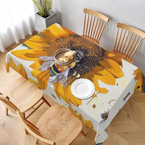 VVTDESA Tischdecke mit Bienen-Sonnenblumen-Druck, rechteckig, Stoff, waschbar, Dekoration, Tischdecke für Esstische, Party, Buffet, Camping, 152,4 x 228,6 cm VVTDESA Tischdecke mit Bienen-Sonnenblumen-Druck, rechteckig, Stoff, waschbar, Dekoration, Tischdecke für Esstische, Party, Buffet, Camping, 152,4 x 228,6 cm von VVTDESA