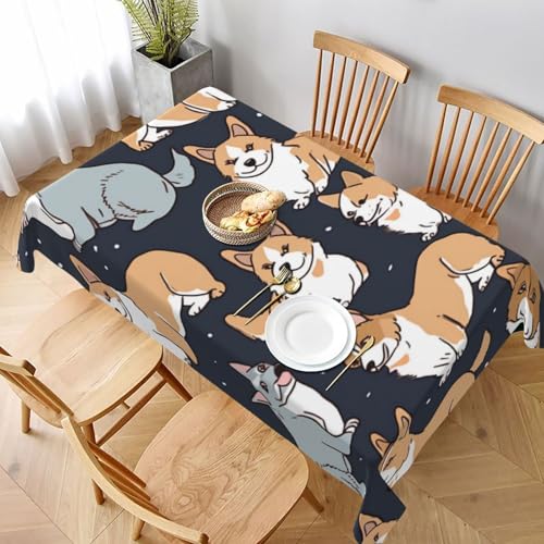 VVTDESA Tischdecke mit Corgi-Muster, bedruckt, 152,4 x 228,6 cm, rechteckig, waschbar, Dekoration, Tischdecke für Esstische, Party, Buffet, Camping VVTDESA Tischdecke mit Corgi-Muster, bedruckt, 152,4 x 228,6 cm, rechteckig, waschbar, Dekoration, Tischdecke für Esstische, Party, Buffet, Camping von VVTDESA