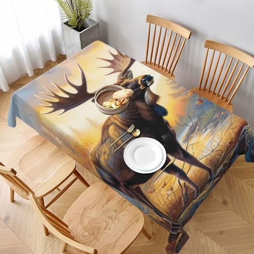 VVTDESA Tischdecke mit Elch-Hirsch-Motiv, rechteckig, Stoff, waschbar, Dekoration, Tischdecke für Esstische, Party, Buffet, Camping, 152,4 x 228,6 cm VVTDESA Tischdecke mit Elch-Hirsch-Motiv, rechteckig, Stoff, waschbar, Dekoration, Tischdecke für Esstische, Party, Buffet, Camping, 152,4 x 228,6 cm von VVTDESA