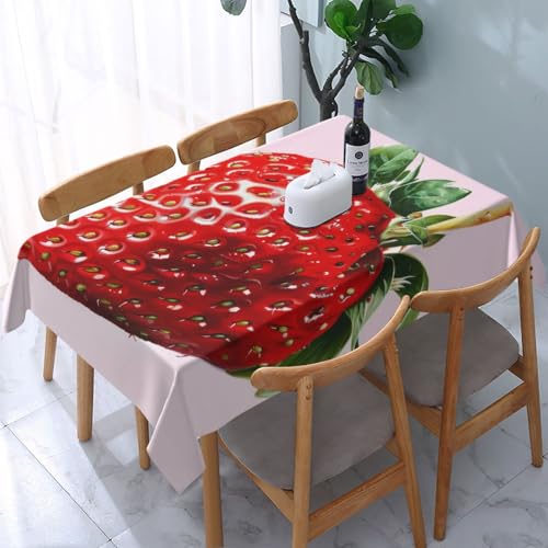 VVTDESA Tischdecke mit Erdbeermotiv, rechteckig, Stoff, waschbar, für Esstische, Party, Buffet, Camping, 137 x 183 cm von VVTDESA