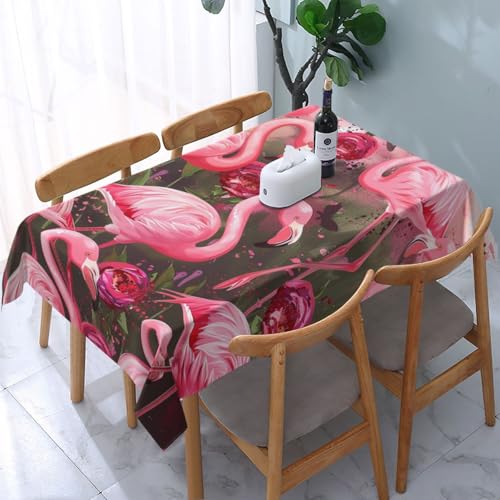 VVTDESA Tischdecke mit Flamingo-Muster, 137 x 183 cm, rechteckig, waschbar, Dekoration, Tischdecke für Esstische, Party, Buffet, Camping VVTDESA Tischdecke mit Flamingo-Muster, 137 x 183 cm, rechteckig, waschbar, Dekoration, Tischdecke für Esstische, Party, Buffet, Camping von VVTDESA