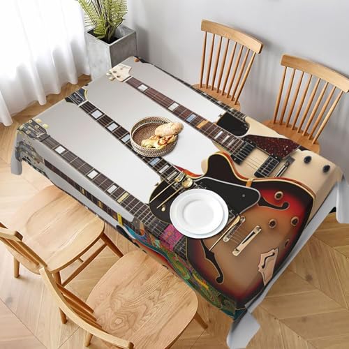 VVTDESA Tischdecke mit Gitarren-Druck, rechteckig, Stoff, waschbar, Dekoration, Tischdecke für Esstische, Party, Buffet, Camping, 152,4 x 228,6 cm VVTDESA Tischdecke mit Gitarren-Druck, rechteckig, Stoff, waschbar, Dekoration, Tischdecke für Esstische, Party, Buffet, Camping, 152,4 x 228,6 cm von VVTDESA