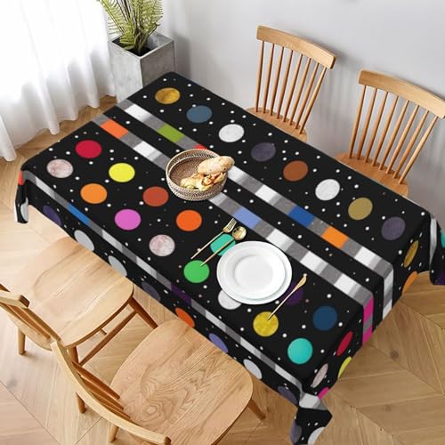 VVTDESA Tischdecke mit Glitzer-Regenbogen-Punkten, gestreift, schwarz-weiß, bedruckt, rechteckig, Stoff-Tischdecke, waschbar, Dekoration, Tischdecke für Esstische, Party, Buffet, Camping, 152,4 x VVTDESA Tischdecke mit Glitzer-Regenbogen-Punkten, gestreift, schwarz-weiß, bedruckt, rechteckig, Stoff-Tischdecke, waschbar, Dekoration, Tischdecke für Esstische, Party, Buffet, Camping, 152,4 x von VVTDESA