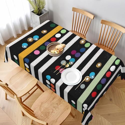 VVTDESA Tischdecke mit Glitzer-Regenbogen-Punkten, schwarz-weiß gestreift, rechteckig, Stoff, waschbar, Dekoration, Tischdecke für Esstische, Party, Buffet, Camping, 152,4 x 228,6 cm VVTDESA Tischdecke mit Glitzer-Regenbogen-Punkten, schwarz-weiß gestreift, rechteckig, Stoff, waschbar, Dekoration, Tischdecke für Esstische, Party, Buffet, Camping, 152,4 x 228,6 cm von VVTDESA